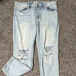 Studio Blue Mid Rise Distressed Girlfriend Jean